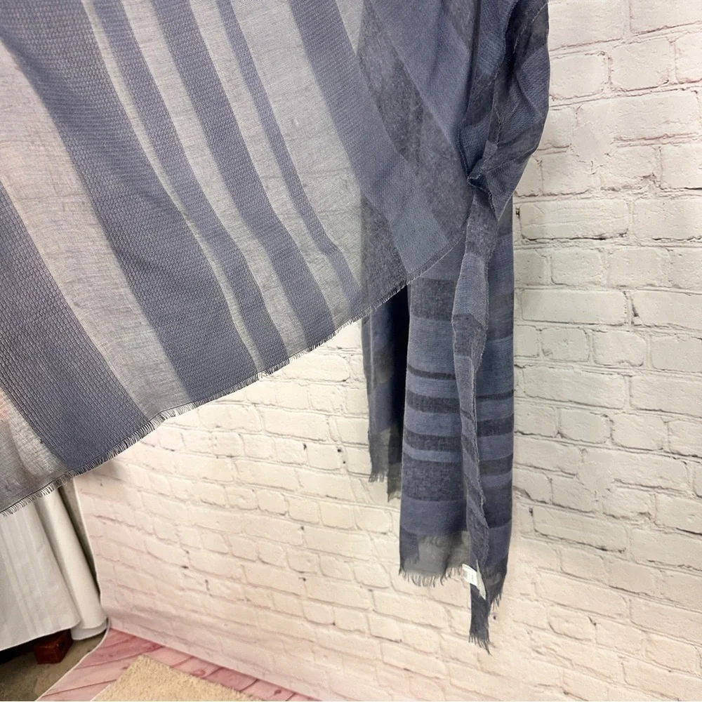 Striped oversized Gray denim blue Kimono Cardigan cape shawl coverup lighweight